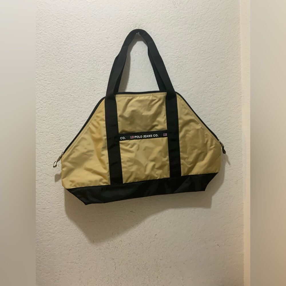 Vintage Ralph Lauren Polo Jeans Co Tan Beige Tote Messanger Bag 14"x 21" NWOT